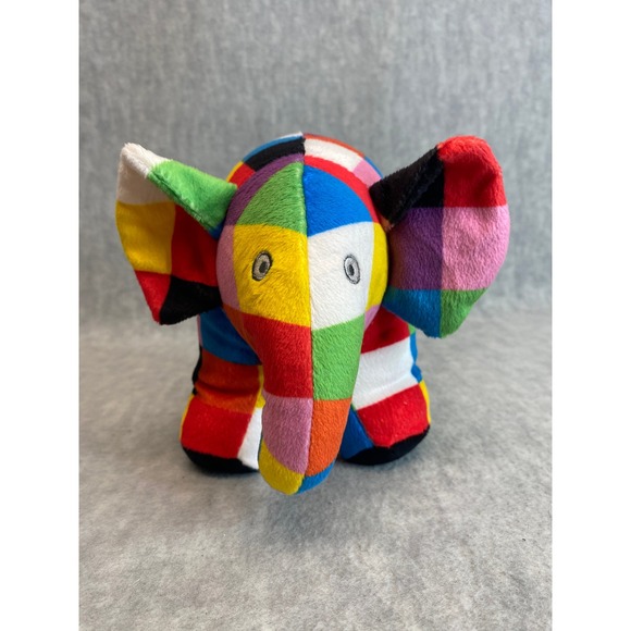 Elmer the Patchwork Elephant Plush Toy Multicolor Stuffed Animal Childrens Gift - Picture 1 of 9